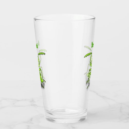 Verre Illustration drôle de mante verte en prière (Droite)