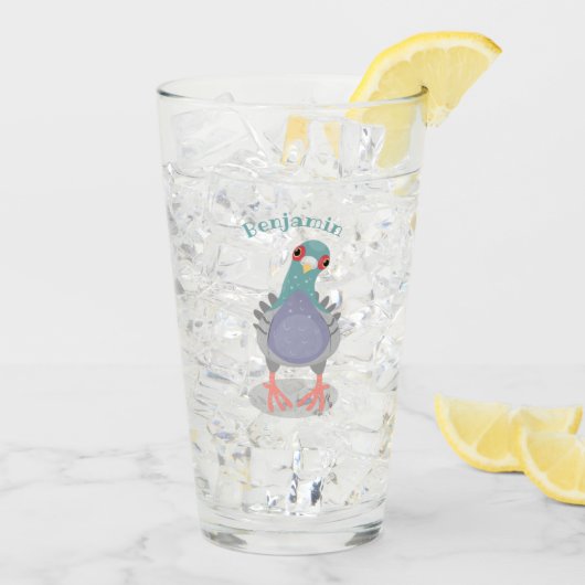 Verre Illustration drôle de pigeon curieux (Dos glace)