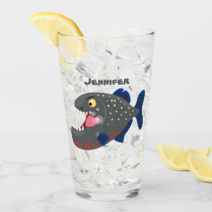 Verre Illustration drôle de piranha affamée