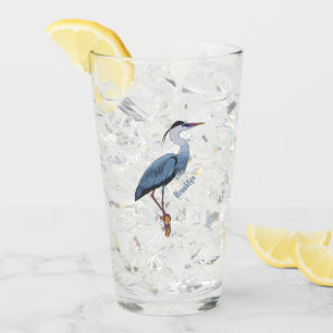 Verre Illustration du grand héron bleu
