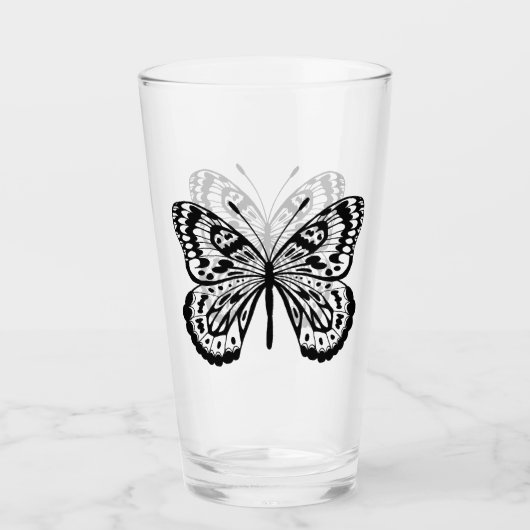 Verre Illustration du papillon noir (Devant)