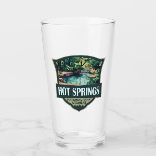 Verre Illustration du parc national Hot Springs Insigne (Devant)