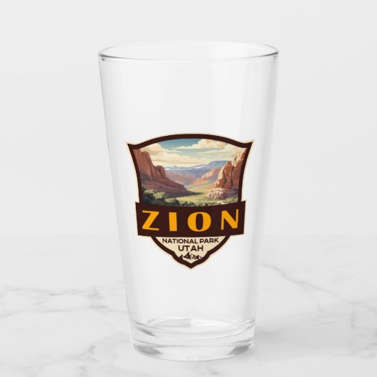 Verre Illustration du parc national Zion Insigne rétro (Devant)