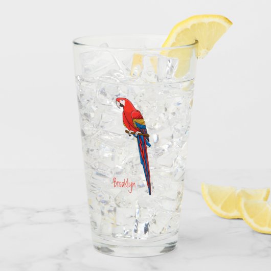 Verre Illustration du perroquet de macaw Scarlet (Dos glace)