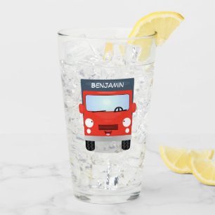 Verre Illustration d'un camion kawaii rouge mou