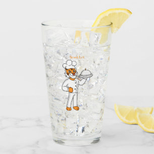 Verre Illustration d'un chef tigre drôle et mignon