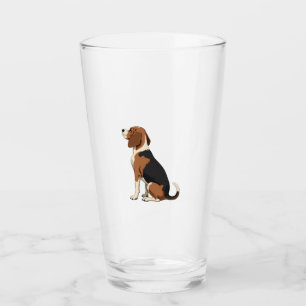 Verre Illustration d'un chien Beagle vintage vu de dos A