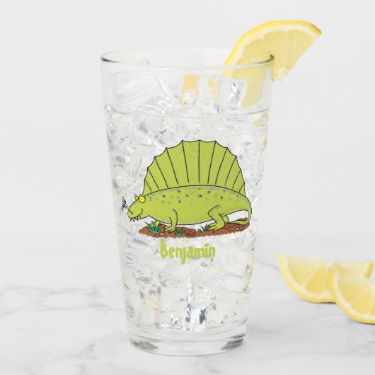 Verre Illustration d'un dimétrodon vert mignon (Dos glace)