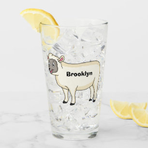 Verre Illustration d'un mouton joyeux