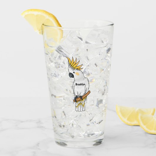 Verre Illustration d'un oiseau de cokatoscope à crête de (Devant glace)