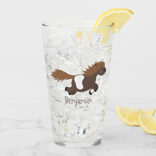 Verre Illustration d'un poney de Shetland mignon (Dos glace)