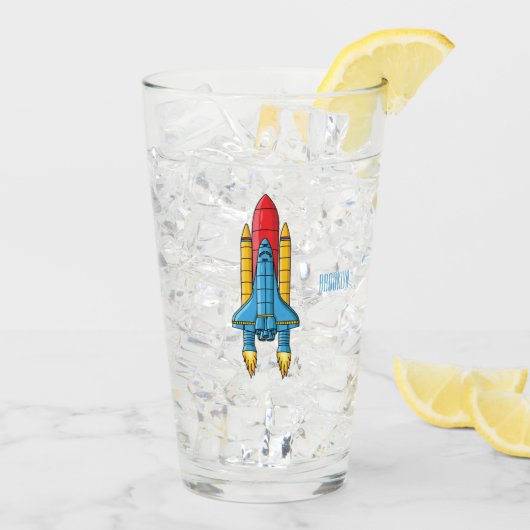 Verre Illustration d'un vaisseau de fusées (Dos glace)