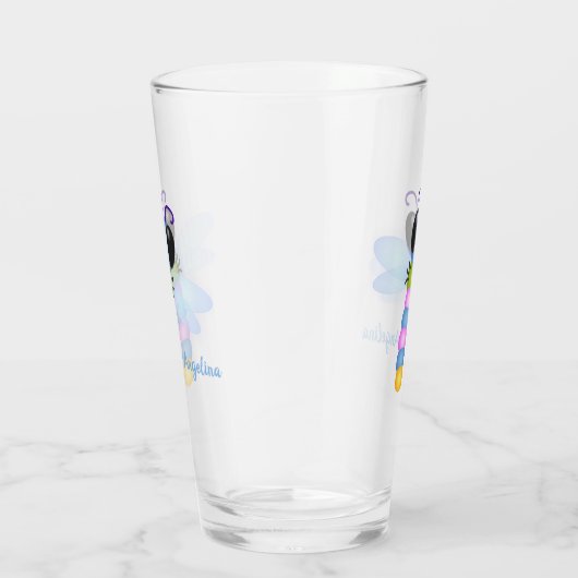 Verre Illustration d'une libellule bleu et rose (Droite)