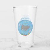 Verre Illustration d'une mignonne raie manta et de bulle (Devant)