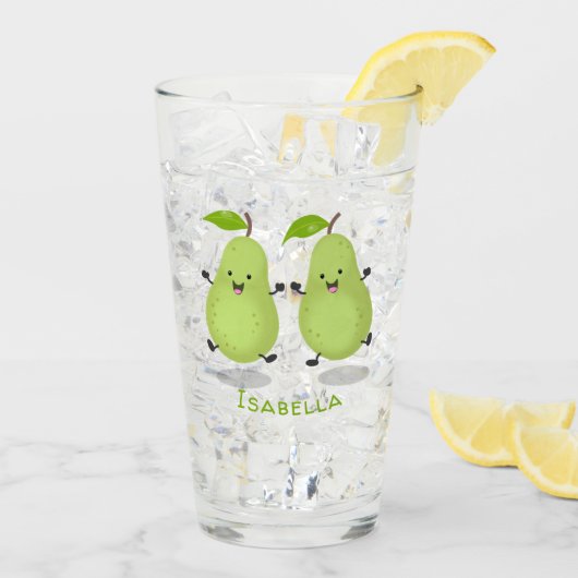 Verre Illustration d'une paire de poires mignonne (Dos glace)