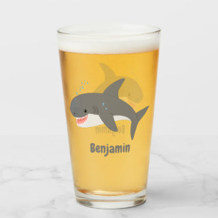 Verre Illustration joyeuse du grand requin blanc