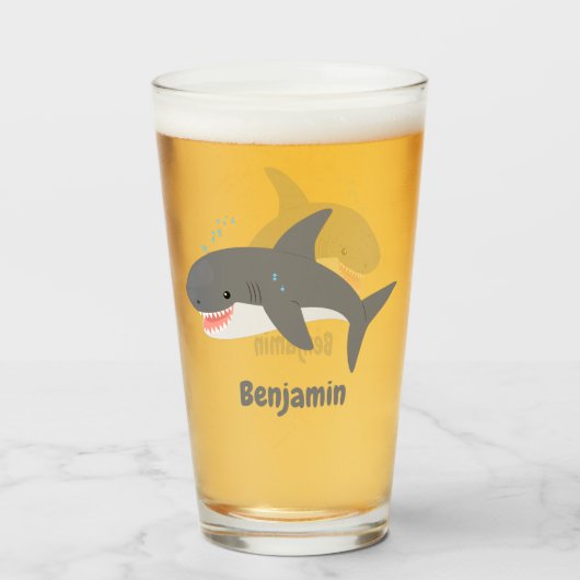 Verre Illustration joyeuse du grand requin blanc (Dos (rempli))