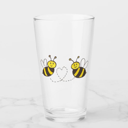 Verre Illustration Mignonne d'Abeilles à Mellifère avec (Devant)