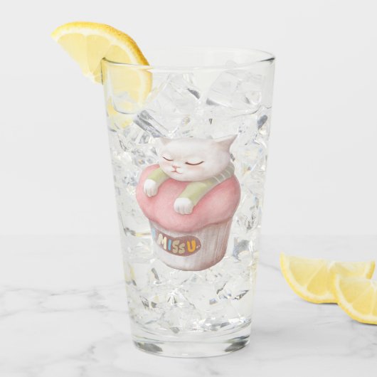 Verre Illustration Miss You Cupcake (Devant glace)