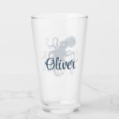Verre Illustration nautique de la pieuvre bleue marine (Dos)