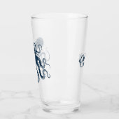 Verre Illustration nautique de la pieuvre bleue marine (Gauche)