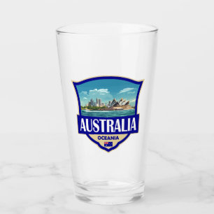 Verre Illustration Rétro Badge Australie