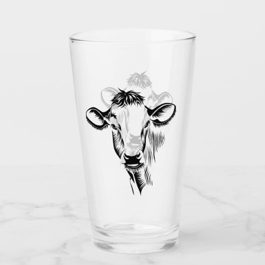 Verre Illustration rustique de vache laitière de noir de (Devant)