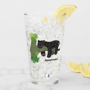 Verre Image de dessin animé de chat en panthère noire ja