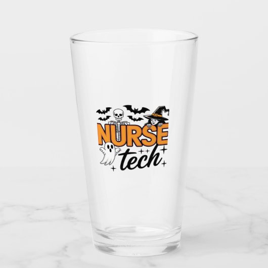 Verre Infirmière Tech - Halloween - avec squelette, sorc (Devant)