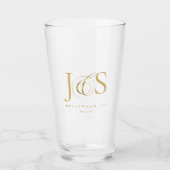 Verre Initiales de mariage simplement élégantes Or ID102 (Devant)