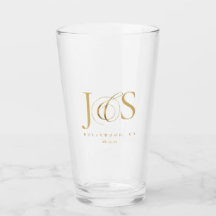 Verre Initiales de mariage simples et élégantes Gold ID1