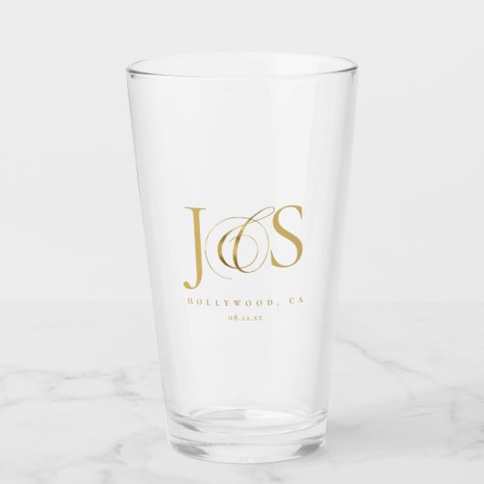 Verre Initiales de mariage simples et élégantes Gold ID1 (Devant)