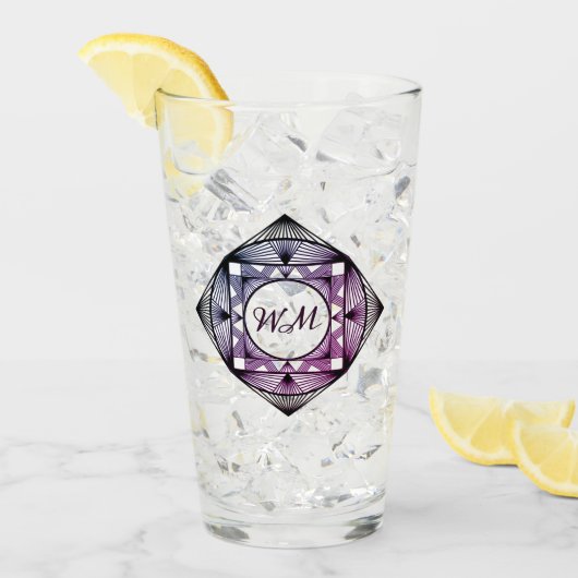Verre Initiales Personnalisées Élégant Violet Chic Cadre (Devant glace)