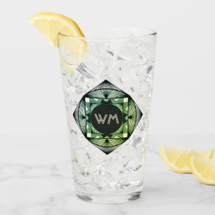 Verre Initiales Personnalisées Élégantes Manly Green Chi