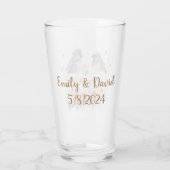 Verre Inséparables aquarelle avec roses pour mariage (Dos)