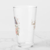 Verre Inséparables aquarelle avec roses pour mariage (Gauche)