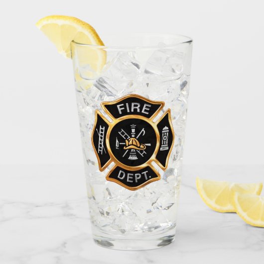 Verre Insigne de pompier du service d'incendie d'or (Devant glace)