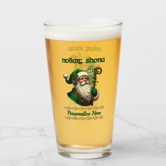 Verre Irish Père Noël & Celtic Knot Christmas Personnali (Dos (rempli))