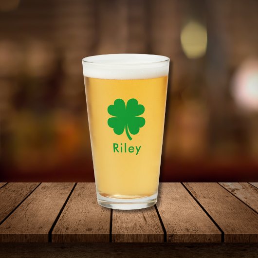 Verre Irlandais Clover Personnalisé Monogramme Nom Bière