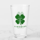 Verre Irlandais Lucky Four Green Leaf Clover avec Nom Pi (Dos)