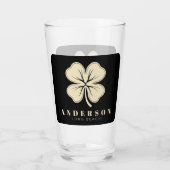 Verre Irlandais Lucky Four Leaf Clover avec nom Black Pi (Dos)