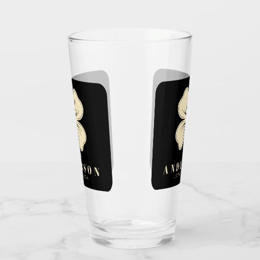 Verre Irlandais Lucky Four Leaf Clover avec nom Black Pi (Gauche)