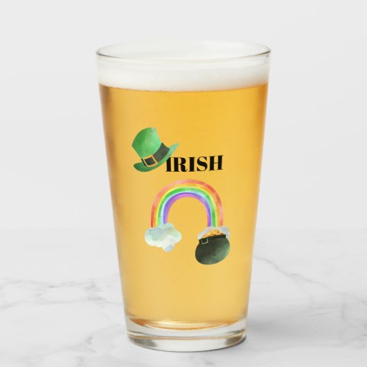 Verre ** IRLANDE IRLANDE Patriot Rainbow Pot de bière or (Devant (rempli))
