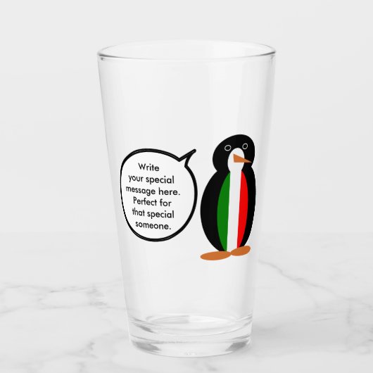 Verre Italian Talking Ms Penguin Personalized  (Devant)