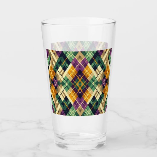 Verre Jacquard Mardi Gras jaune violet vert (Devant)