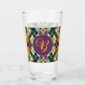 Verre Jacquard Mardi Gras jaune violet vert (Dos)