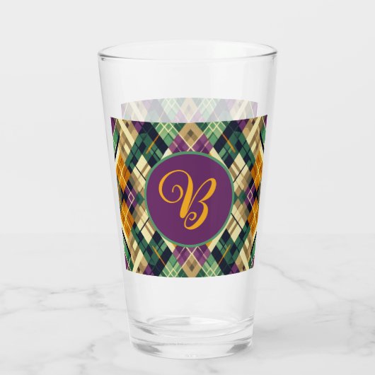Verre Jacquard Mardi Gras jaune violet vert (Dos)