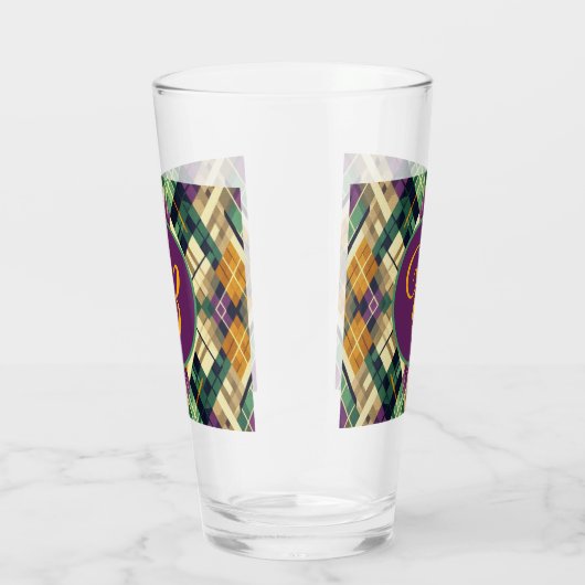 Verre Jacquard Mardi Gras jaune violet vert (Droite)