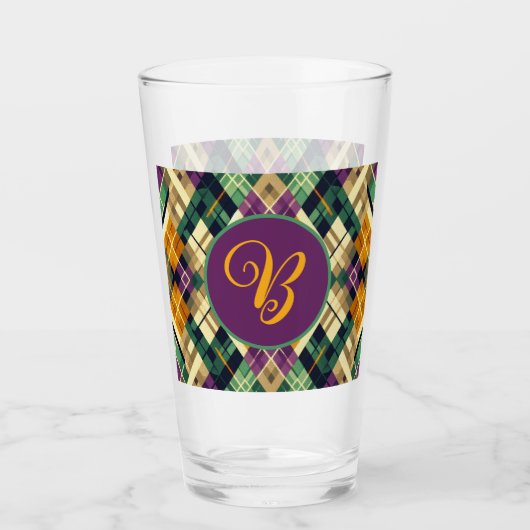Verre Jacquard Mardi Gras jaune violet vert (Devant)