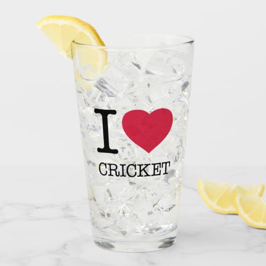 VERRE J'ADORE LE CRICKET (Devant glace)